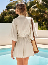 Women's Front Button Short Sleeve Tie-Up Casual Jumpsuit